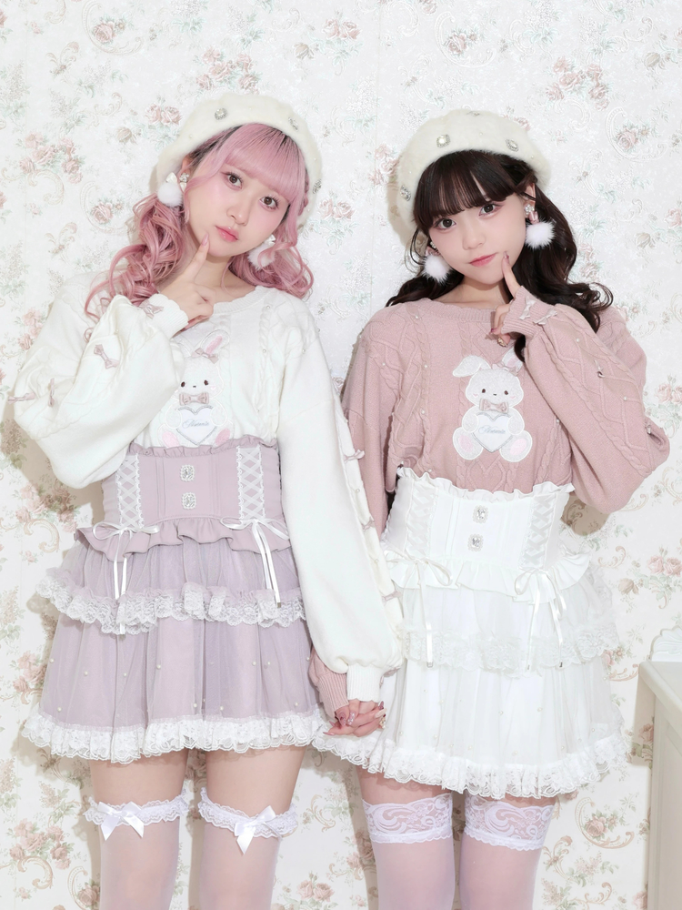 NOEMIE(ノエミー) |メニーリボンハートバニーケーブルニット