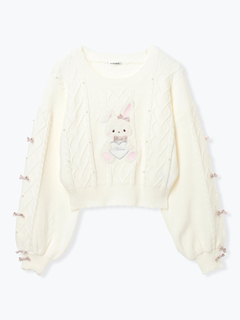 NOEMIE(ノエミー) |メニーリボンハートバニーケーブルニット