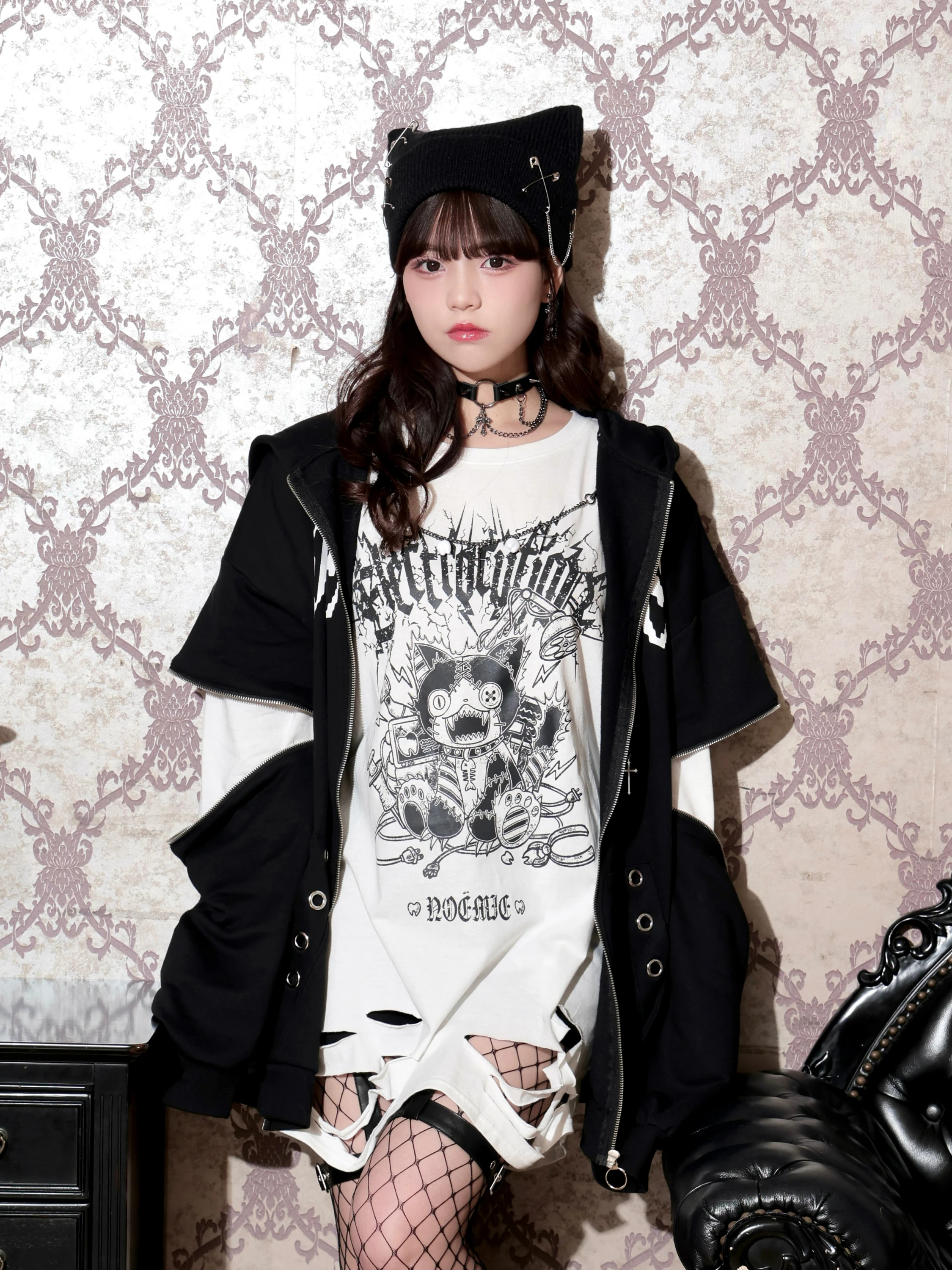 2WAYクロスチェーンユニセックスZIP裏毛パーカー（パーカー｜オフ