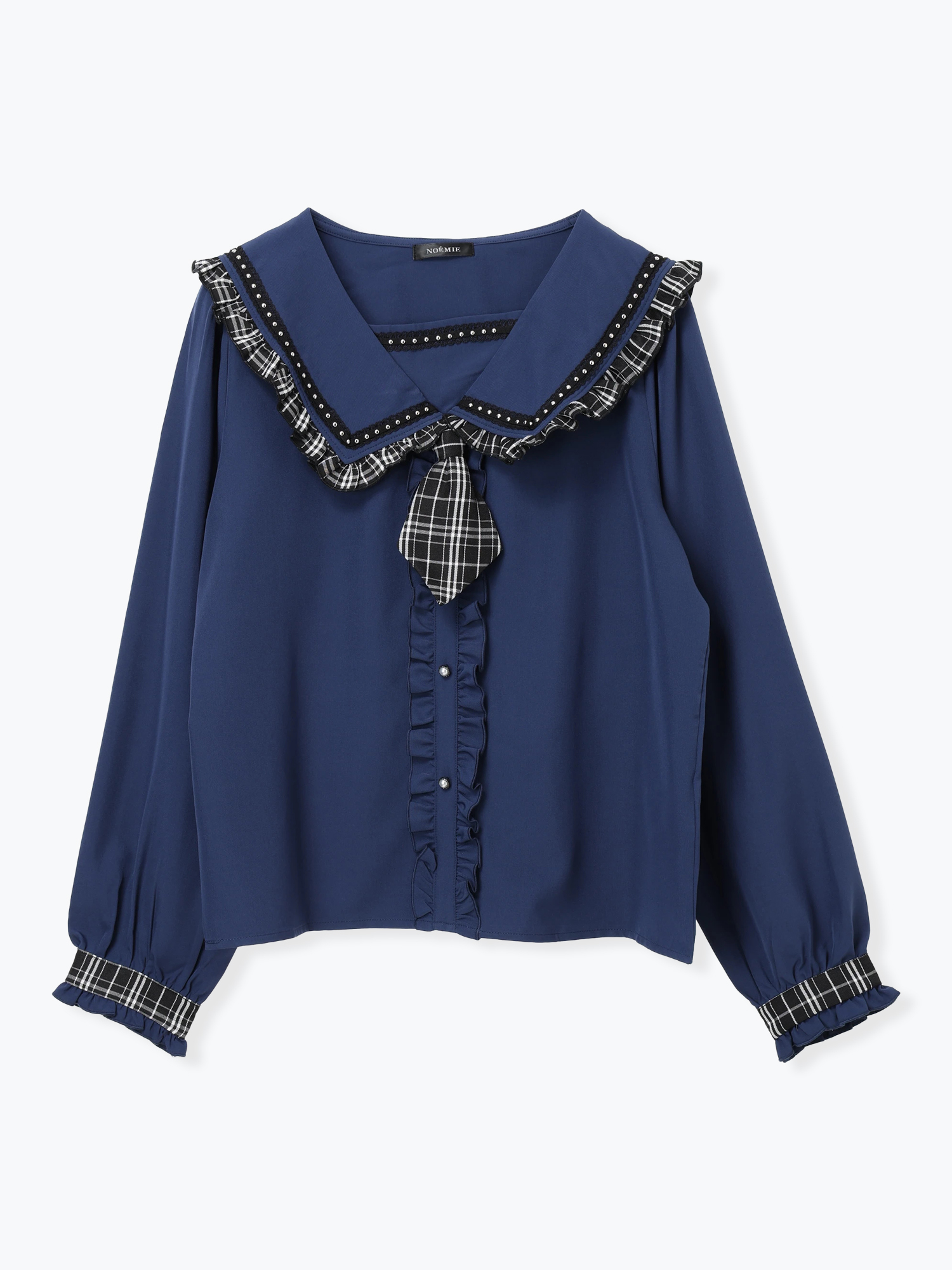 チェックフリルミニネクタイセーラーブラウス（シャツ・ブラウス｜オフ