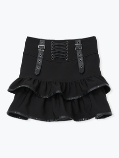 NOEMIE(ノエミー) |合皮スタッズフリルバックルスカパン