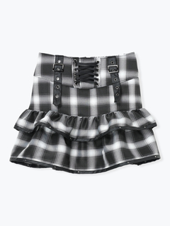NOEMIE(ノエミー) |合皮スタッズフリルバックルスカパン