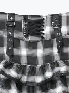 NOEMIE(ノエミー) |合皮スタッズフリルバックルスカパン