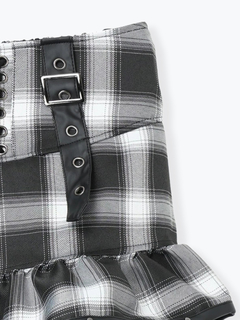 NOEMIE(ノエミー) |合皮スタッズフリルバックルスカパン