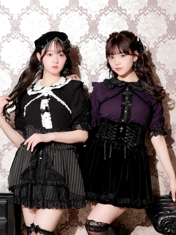 ゴシックローズレースリボンカットソー(カットソー・Tシャツ|オフ ゴシックローズレースリボンカットソー(カットソー・Tシャツ|オフ