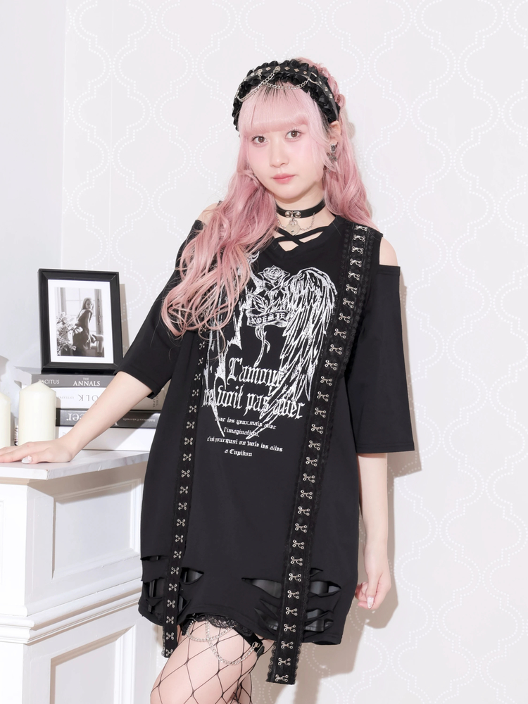 ブルマリン　レースカットソー　Tシャツ　ブラック SHIPS（シップス） tシャツ 「WEB限定」「手洗い可能」レース コンビ