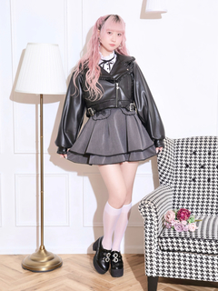 NOEMIE(ノエミー) |バックリボンフリルライダース合皮ジャケット