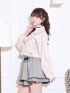 NOEMIE(ノエミー) |バックリボンフリルライダース合皮ジャケット