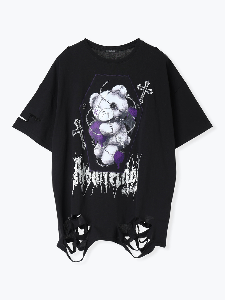 病みくまチェーンユニセックスTシャツ（チュニック｜赤・紫・青