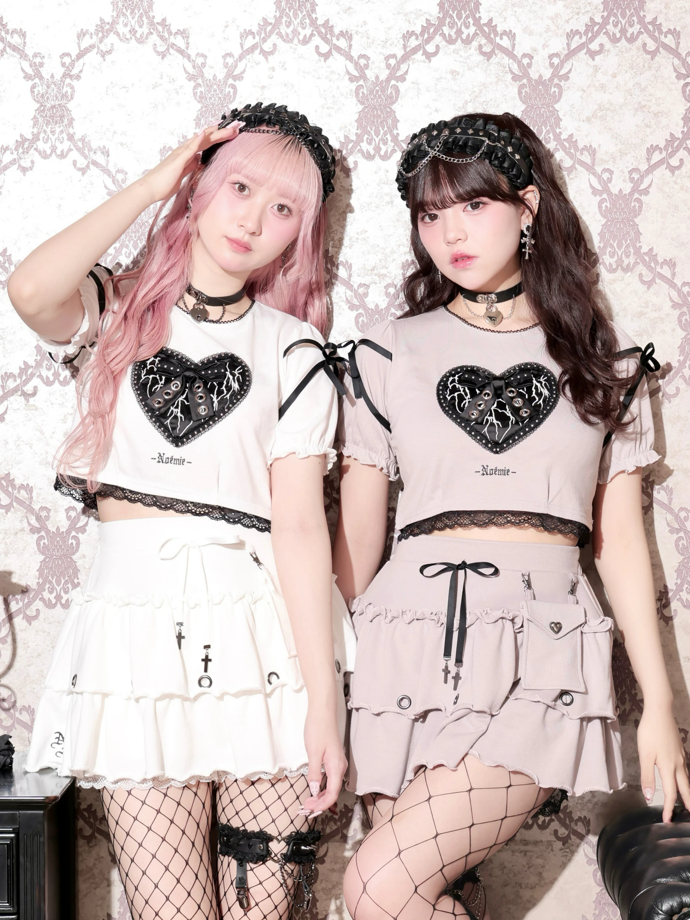 ハートサテンハトメリボンショートTシャツ（カットソー・Tシャツ