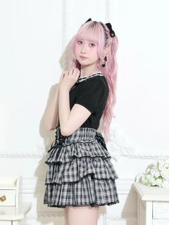 NOEMIE(ノエミー) |ハシゴレースフロントリボンロゴ刺繍Ｔシャツ