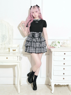NOEMIE(ノエミー) |ハシゴレースフロントリボンロゴ刺繍Ｔシャツ