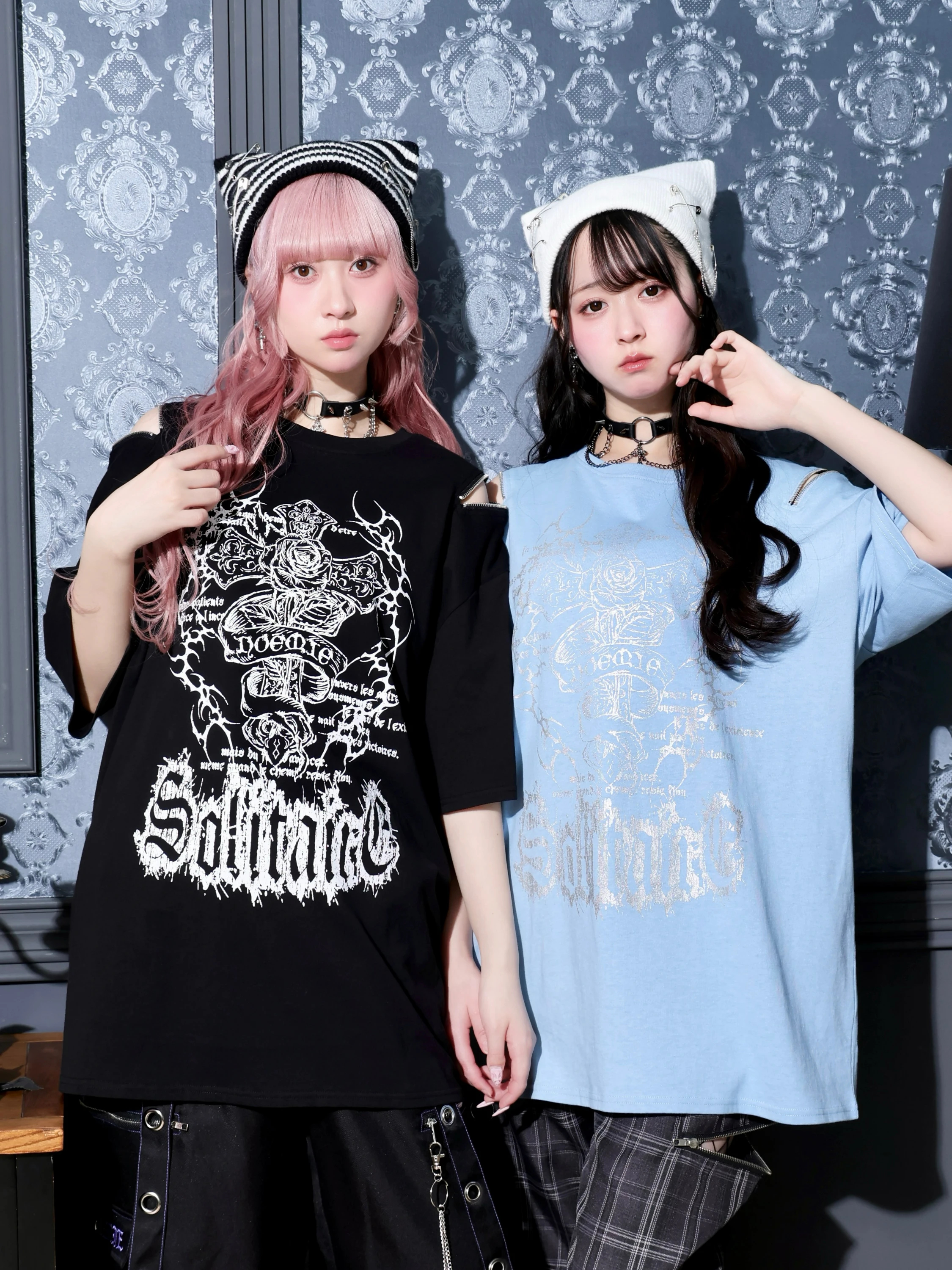 バック羽刺繍肩ZIPユニセックスTシャツ（カットソー・Tシャツ｜オフ