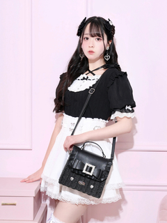 NOEMIE(ノエミー) |ビジューリボンフリルフラップショルダーペーパー