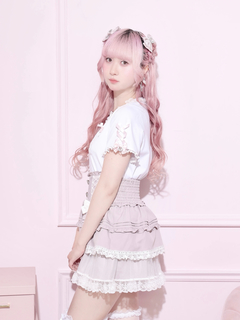 NOEMIE(ノエミー) |メニーパールリボン刺繍Tシャツ