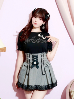 NOEMIE(ノエミー) |バックレースアップラインストーンTシャツ