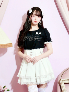 NOEMIE(ノエミー) |バックレースアップラインストーンTシャツ
