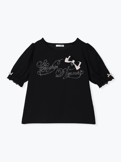NOEMIE(ノエミー) |バックレースアップラインストーンTシャツ