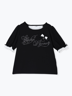 NOEMIE(ノエミー) |バックレースアップラインストーンTシャツ
