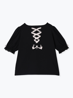 NOEMIE(ノエミー) |バックレースアップラインストーンTシャツ