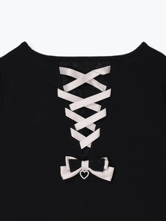 NOEMIE(ノエミー) |バックレースアップラインストーンTシャツ