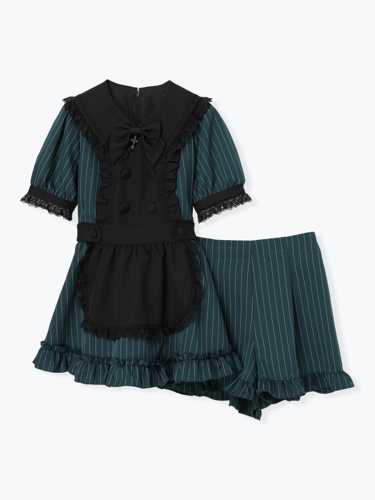ゴシックメイドライクセットアップ（セットアップ｜緑・濃グレー・黒