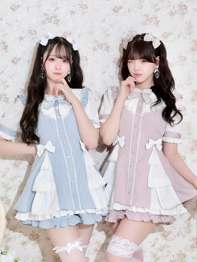 サイドティアードラッフルセットアップ（セットアップ｜ピンク